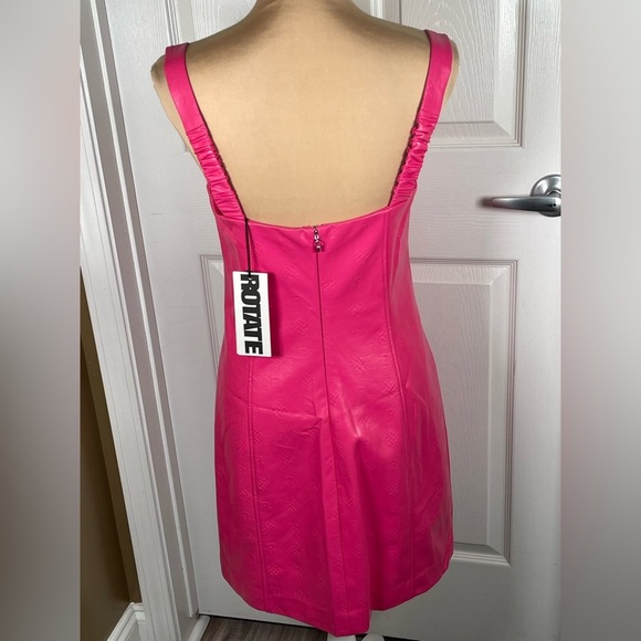 Rotate Herlina Mini Dress Size 8‎ Fuchsia Faux Leather Square Neck NWT - Picture 8 of 16